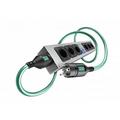 IsoTek IsoTek V5 Polaris Stekkerblok + EVO3 Initium voedingskabel (1.5m) - Grijs/Groen