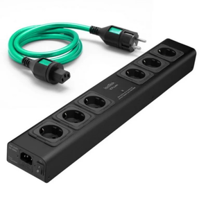 IsoTek V5 Polaris Stekkerblok + EVO3 Initium voedingskabel (1.5m) - Zwart/Groen IsoTek V5 Polaris Stekkerblok + EVO3 Initium voedingskabel (1.5m) - Zwart/Groen