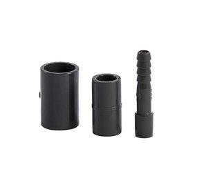 PVC verloopset van slangtule 6mm naar buis 20mm