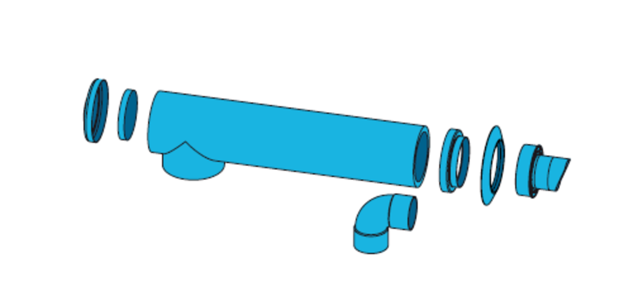 AUER Geïsoleerde (dubbele) balansbuis 957mm Ø 125mm (complete doorvoerset) AUER Geïsoleerde (dubbele) balansbuis 957mm Ø 125mm (complete doorvoerset)