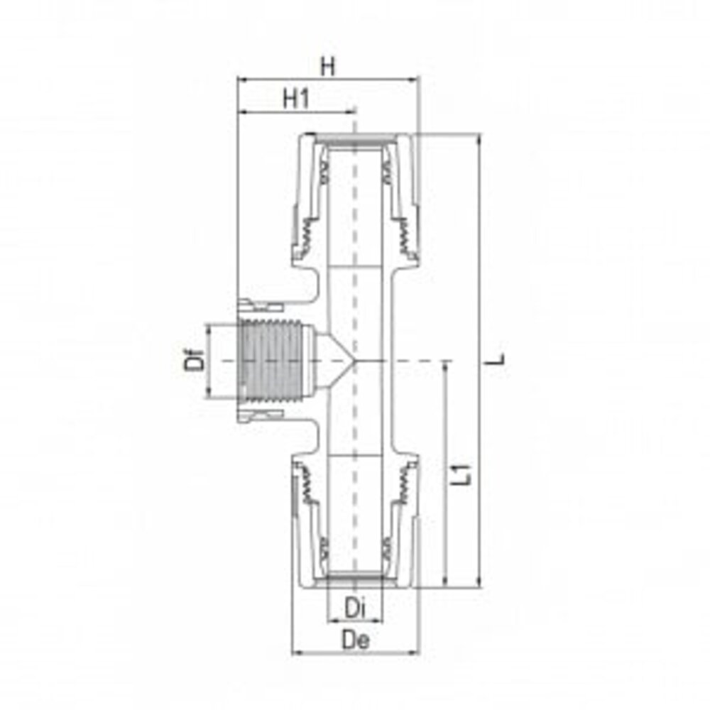 Aquatechnik Aquatechnik Safety-pol T-stuk messing draad 20 mm x2 - 1/2" Aquatechnik Aquatechnik Safety-pol T-stuk messing draad 20 mm x2 - 1/2"