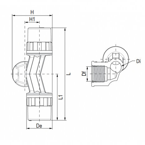Aquatechnik Aquatechnik Safety-pol T-stuk excentrisch 20 mm x2 - 1/2"