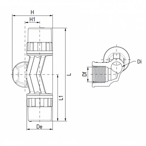 Aquatechnik Aquatechnik Safety-pol T-stuk excentrisch met messing 20 mm x2 - 1/2"