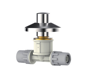 Aquatechnik Safety-Pol stopkraan met verchroomde dop en roset 20 mm ×2 Aquatechnik Safety-Pol stopkraan met verchroomde dop en roset 20 mm ×2