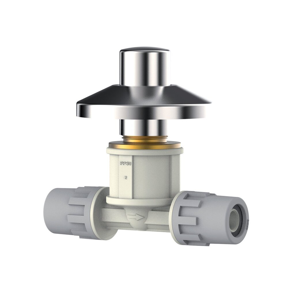 Aquatechnik Aquatechnik Safety-Pol stopkraan met verchroomde dop en roset ABS 16 mm ×2 Aquatechnik Aquatechnik Safety-Pol stopkraan met verchroomde dop en roset ABS 16 mm ×2