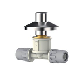 Aquatechnik Safety-Pol stopkraan met verchroomde dop en roset ABS 20 mm ×2 Aquatechnik Safety-Pol stopkraan met verchroomde dop en roset ABS 20 mm ×2