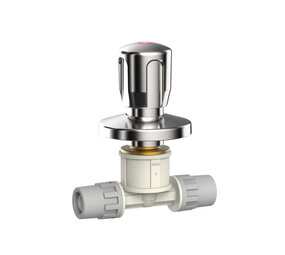 Aquatechnik Safety-Pol luxe stopkraan met verchroomde dop en roset ABS 16 mm ×2 Aquatechnik Safety-Pol luxe stopkraan met verchroomde dop en roset ABS 16 mm ×2