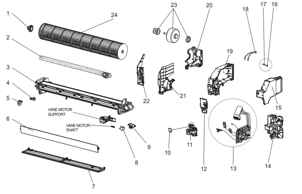 Mitsubishi Electric Mitsubishi Electric Onderste Lamel MSZ-AP35VG-E1 Mitsubishi Electric Mitsubishi Electric Onderste Lamel MSZ-AP35VG-E1