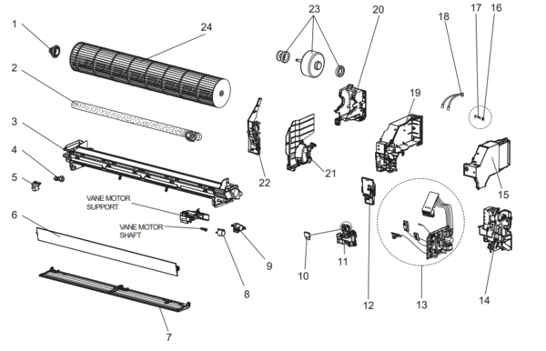 Mitsubishi Electric Mitsubishi Electric Onderste Lamel MSZ-AP35VG-E1 Mitsubishi Electric Mitsubishi Electric Onderste Lamel MSZ-AP35VG-E1
