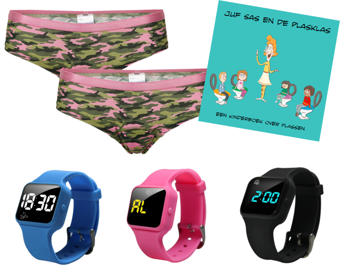 Voordeel zindelijkheidpakket meisjes hipsters camouflage, R16 horloge en Juf Sas