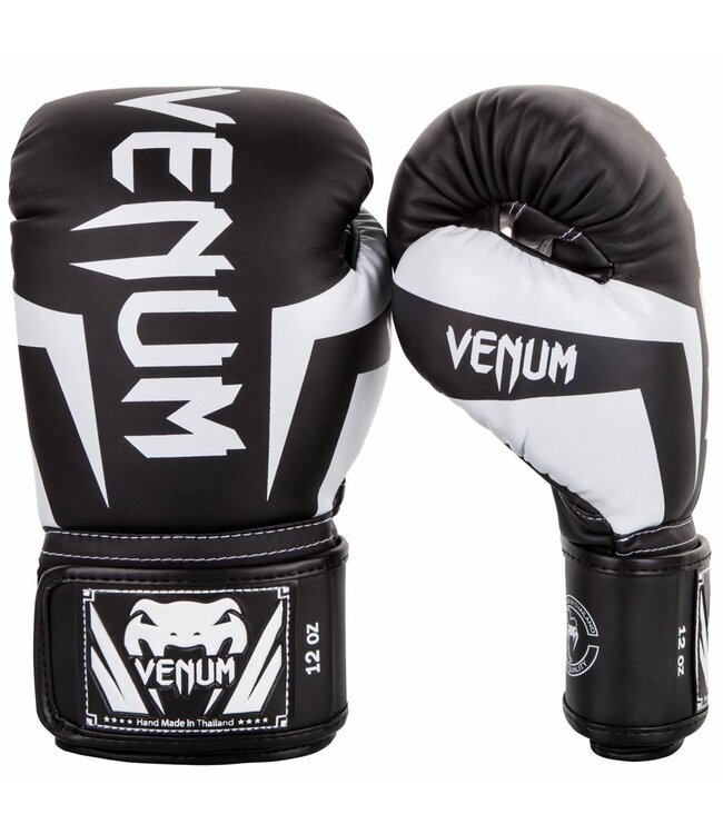 Venum Elite Boxing Gloves – Black/White | For Boxing, Kickboxing & Muay Thai