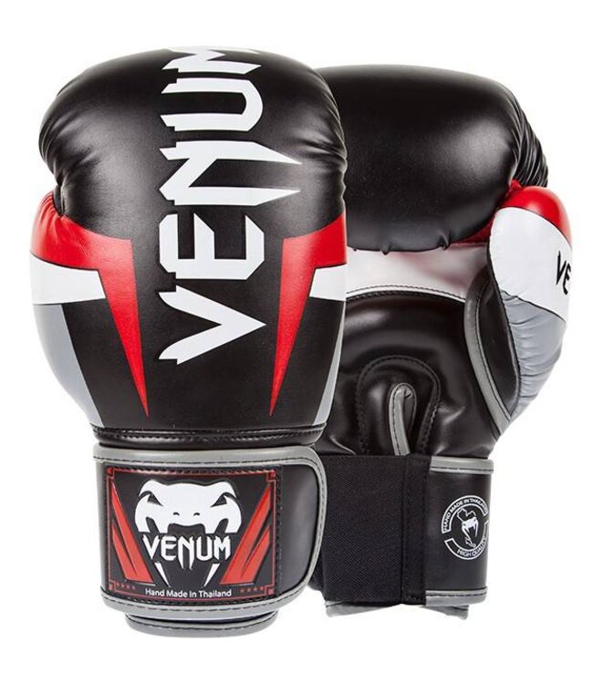 Venum Elite Boxing Gloves – Kickboxing Gloves Black/Grey/Red