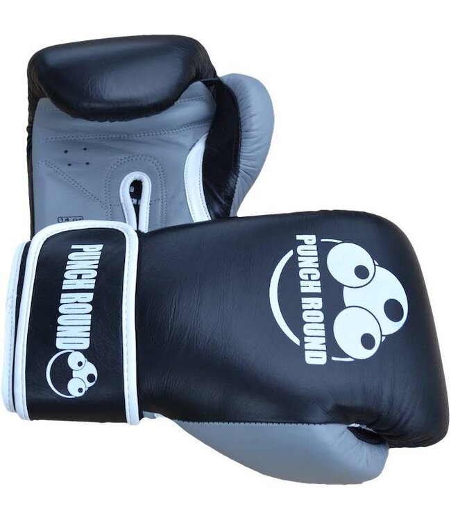 Punch Round™ ELITE PRO Boxing Gloves Black Grey