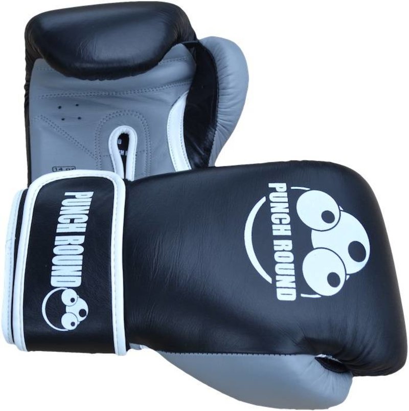 PunchR™  Punch Round™ ELITE PRO Box Handschuhe Boxing Gloves Schwarz Grau