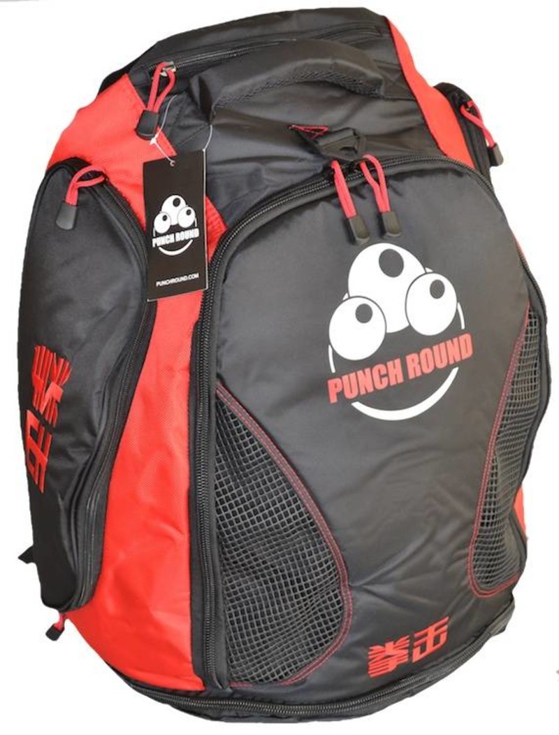 PunchR™  Punch Round™ Boxing Convertible Gym Bag - Backpack Black Red