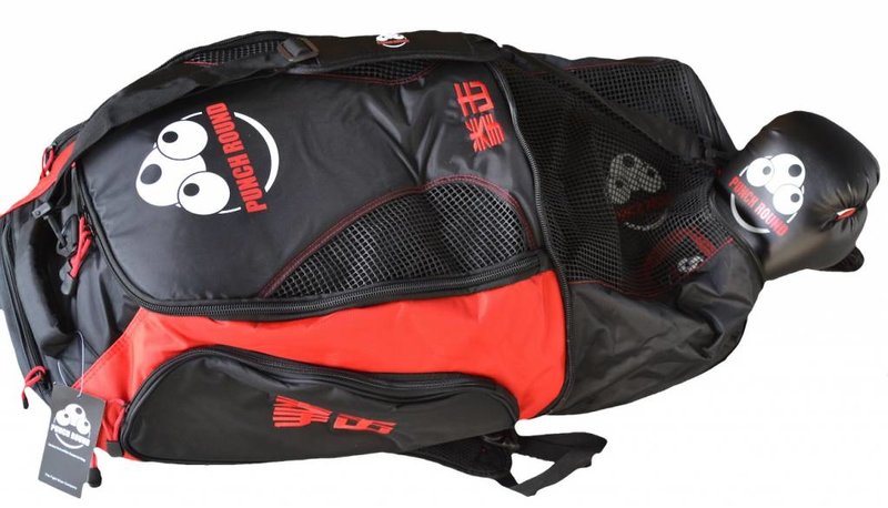 PunchR™  Punch Round™ Boxing Convertible Gym Bag - Backpack Black Red