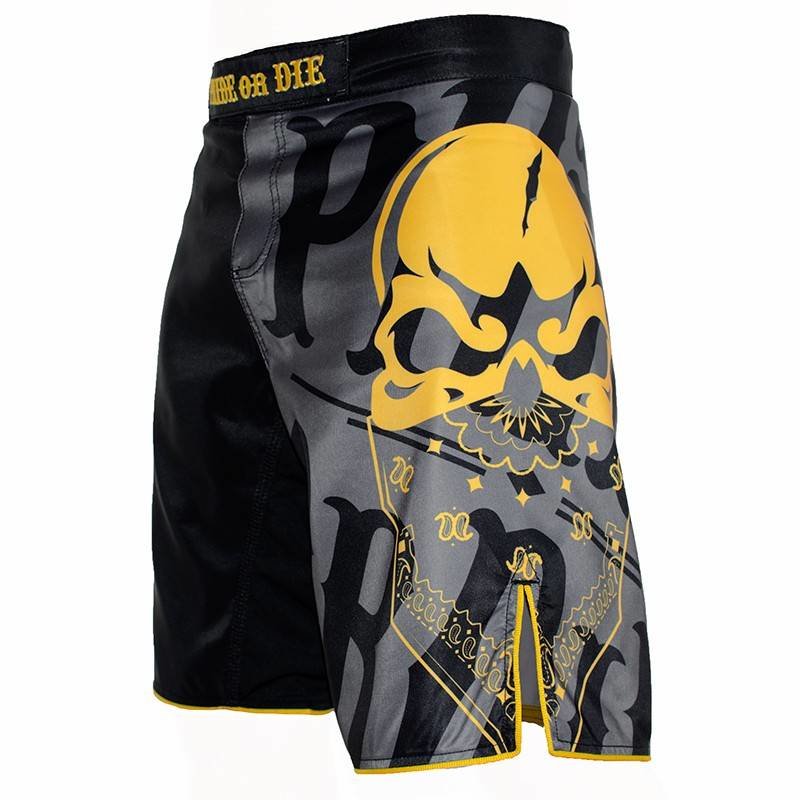 Pride or Die PRIDEorDIE MMA Fightshorts Rücksichtsloses Schwarz Gelb