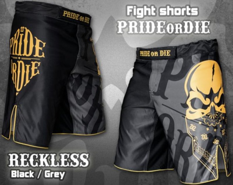 Pride or Die PRIDEorDIE MMA Fightshorts Reckless Zwart Geel