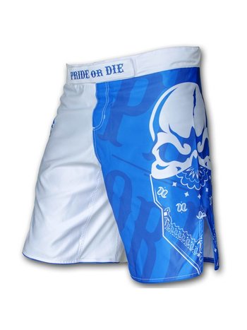 Pride or Die PRIDEorDIE MMA Fightshorts Reckless White Blue