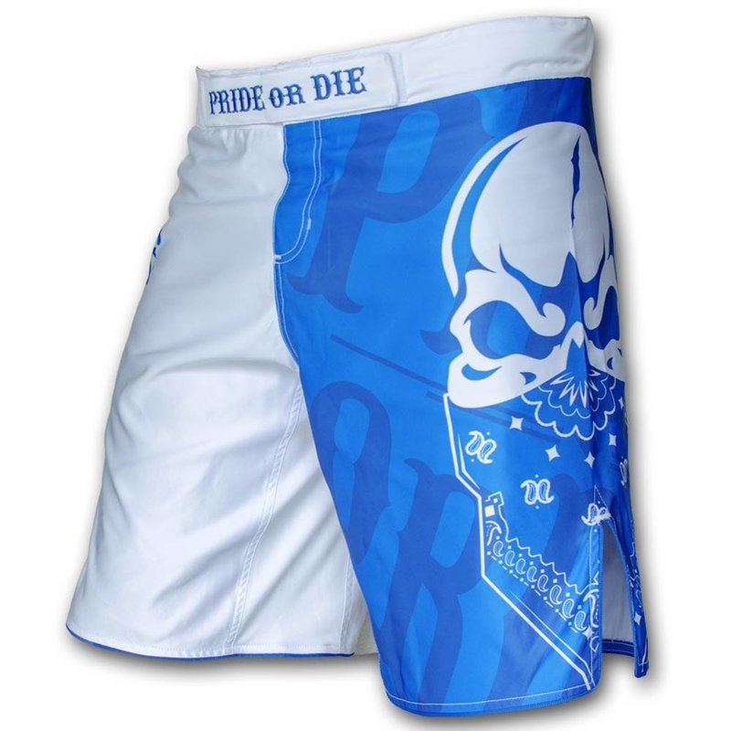 Pride or Die PRIDEorDIE MMA Fightshorts Reckless White Blue