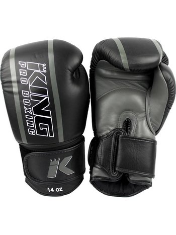 King Pro Boxing King Pro Boxing KPB Boxing Gloves Black Grey KPB/BG Elite 1 Leather