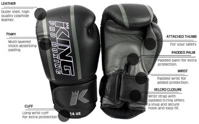 King Pro Boxing King Pro Boxing (Kick)BoksHandschoenen Zwart Grijs KPB/BG Elite 1