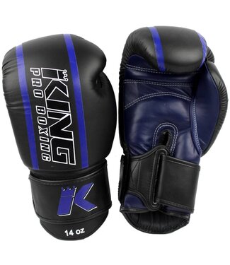 King Pro Boxing King Pro Boxing KPB/BG Elite 2 Boxing Gloves Black Blue Leather