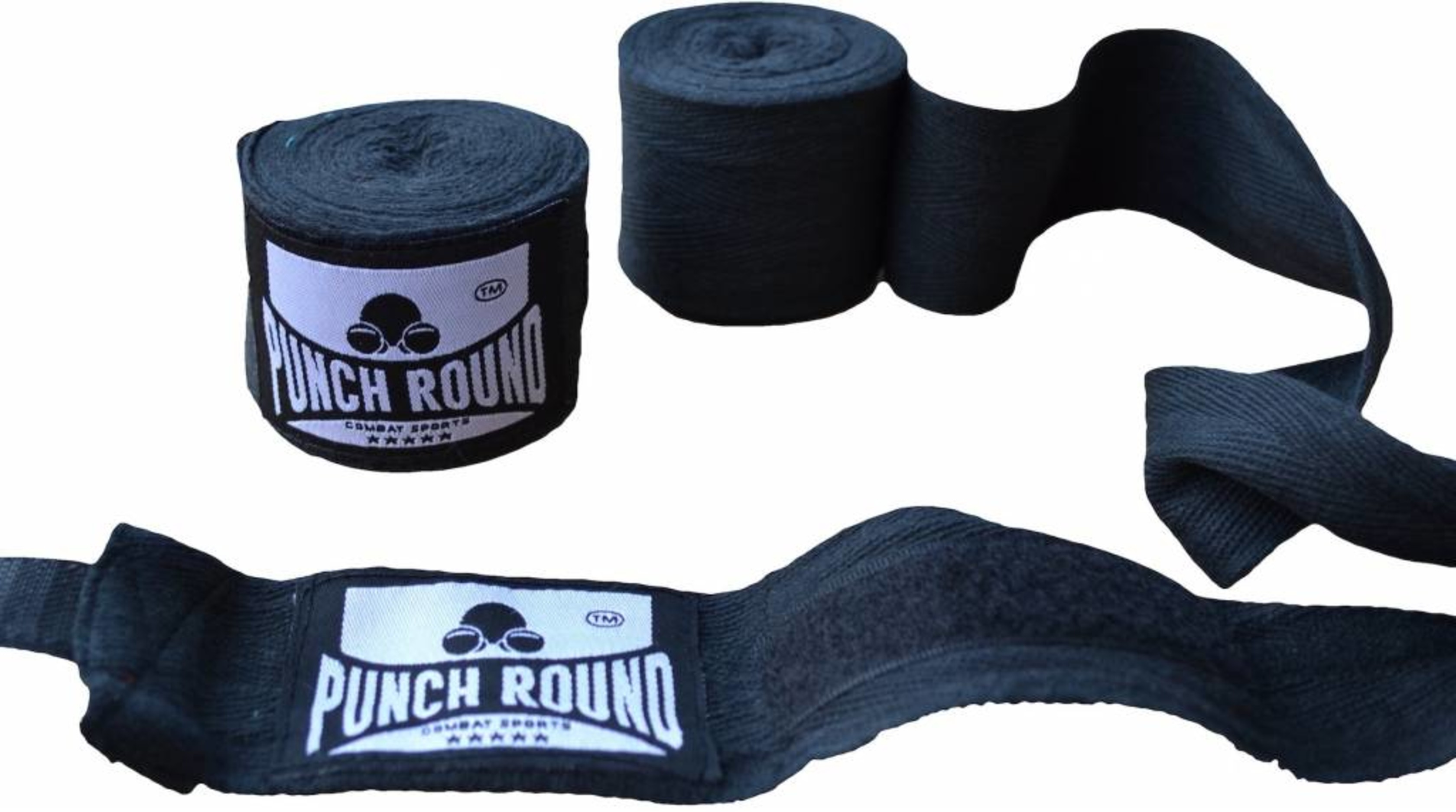 Punch Round HQ Bandage Black Boxing Hand Wraps No Stretch 260 cm