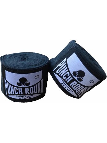 PunchR™  Punch Round HQ Bandage Black Boxing Hand Wraps No Stretch 260 cm