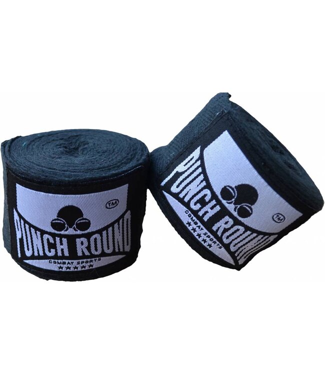 PunchR™  Punch Round HQ Schwarz Boksbandage Bandagen NoStretch 260 cm