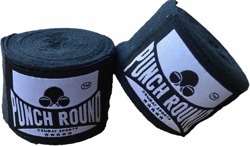 PunchR™  Punch Round HQ Bandage Black Boxing Hand Wraps No Stretch 260 cm