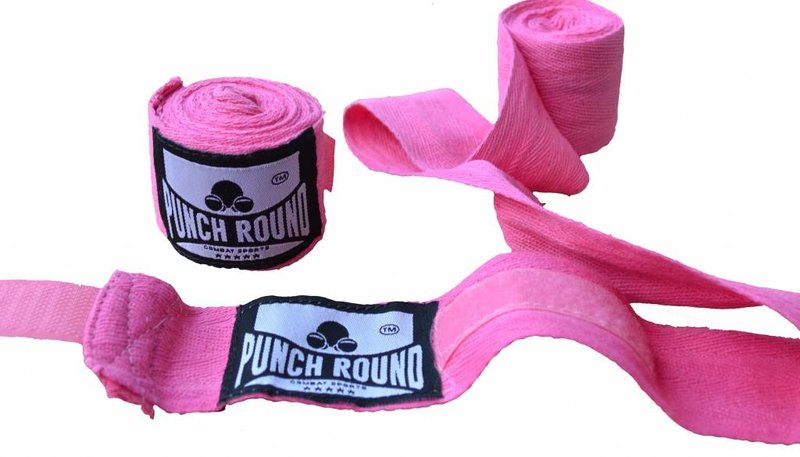 PunchR™  Punch Round HQ Bandage Pink Boxing Hand Wraps No Stretch 260 cm