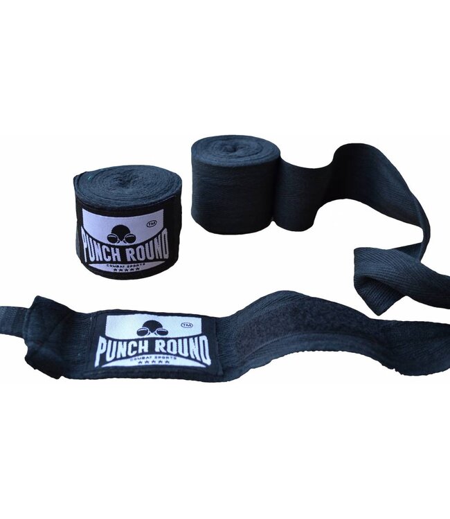 PunchR™  Punch Round HQ Bandage Black Boxing Hand Wraps No Stretch 400 cm