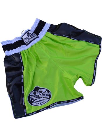 PunchR™  Punch Round™ Muay Thai Shorts Neo Green Kickboxing Shorts