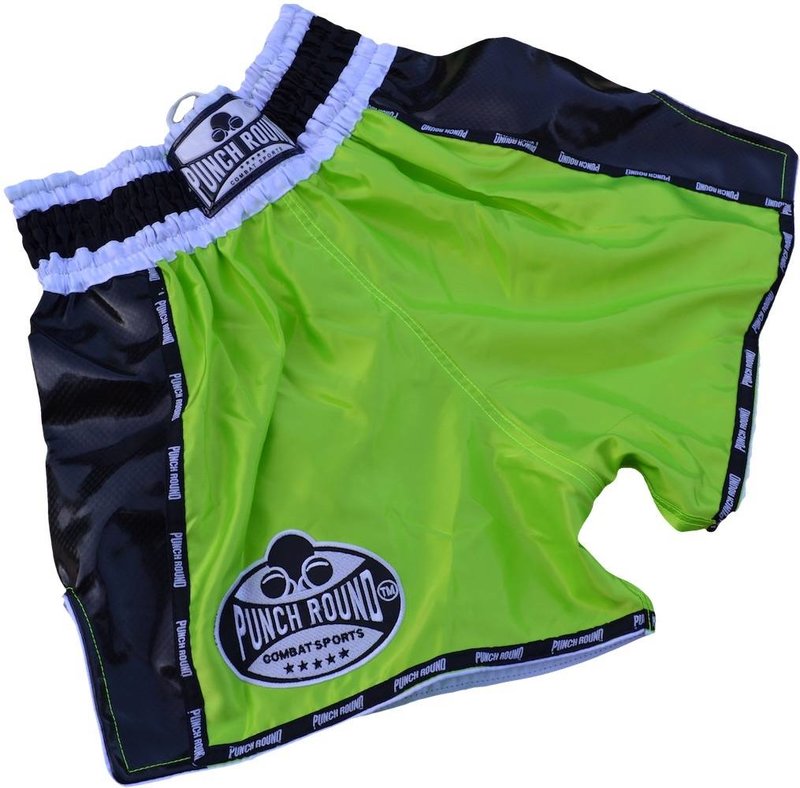 PunchR™  Punch Round™ Muay Thai Shorts Neo Green Kickboxing Shorts