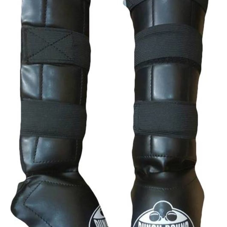 Kickboxing Shin Guards Punch Round Luxury Black FIGHTWEAR SHOP EUROPE