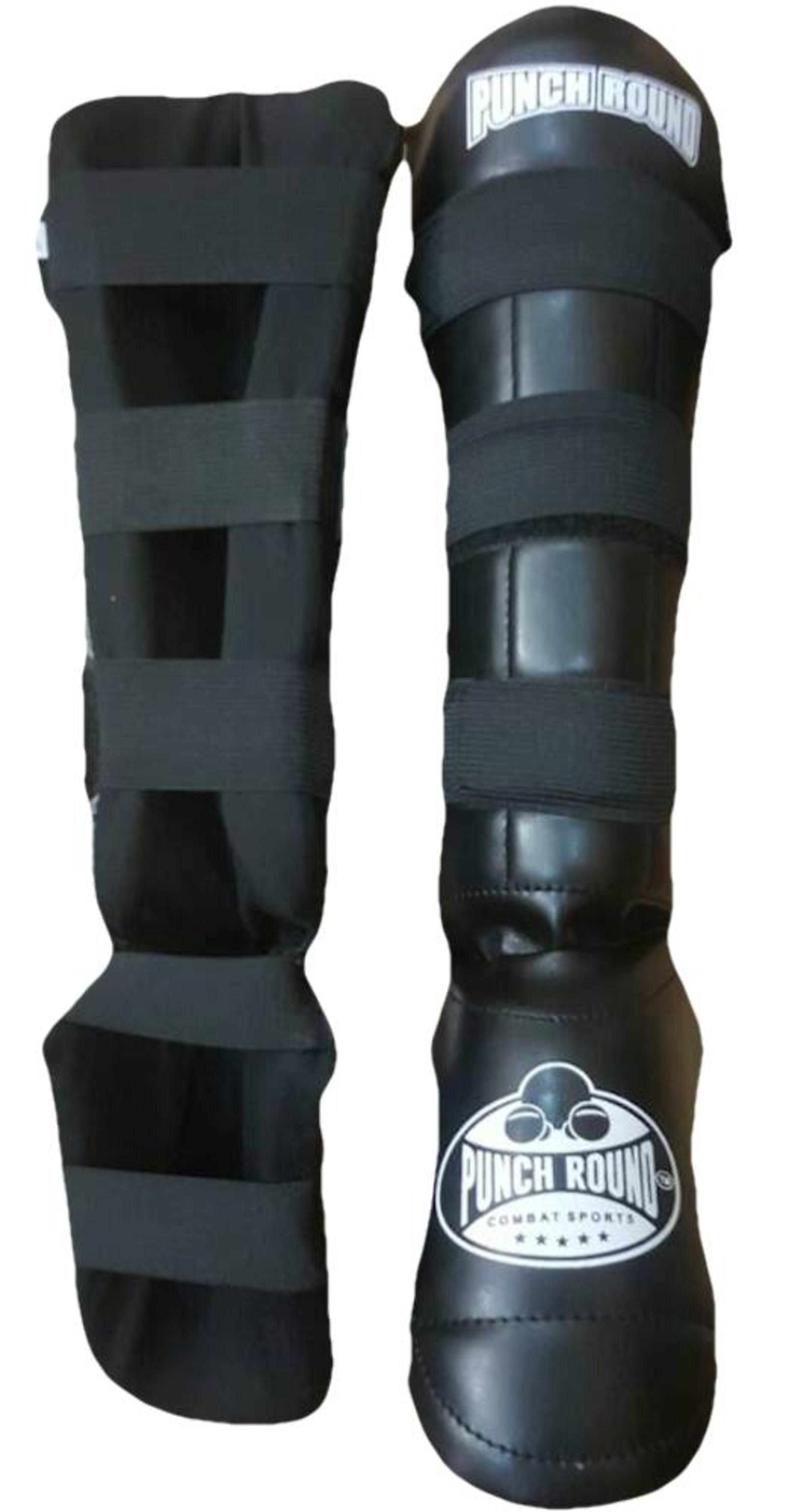 Kickboxing Shin Guards Punch Round Luxury Black FIGHTWEAR SHOP EUROPE