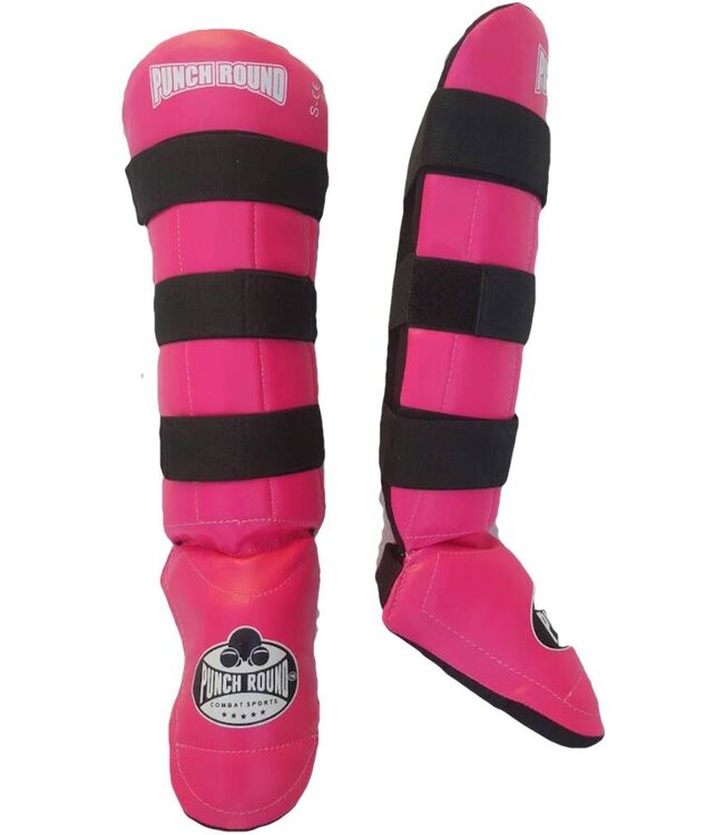 PunchR™  Punch Round Kickboxing Shin Guards Experience Luxury PU Pink