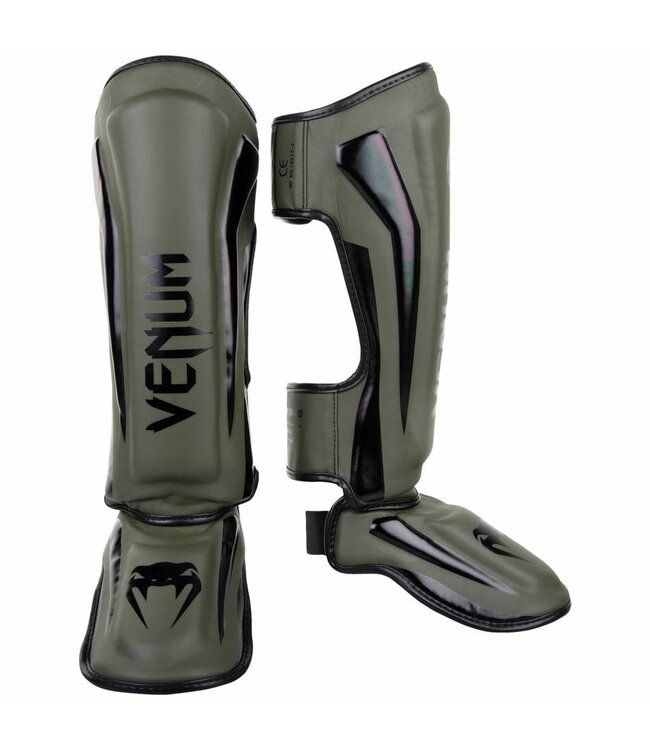 Venum Venum Shinguards Kickboxing Elite Khaki Black Venum Fight Gear
