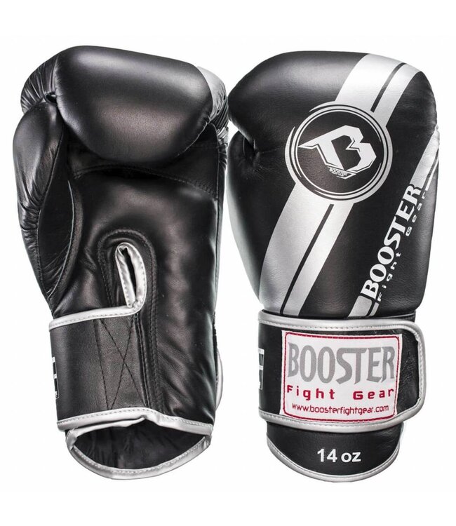 Booster Pro Range Boxing Gloves BGL 1 V3 Black Silver Foil