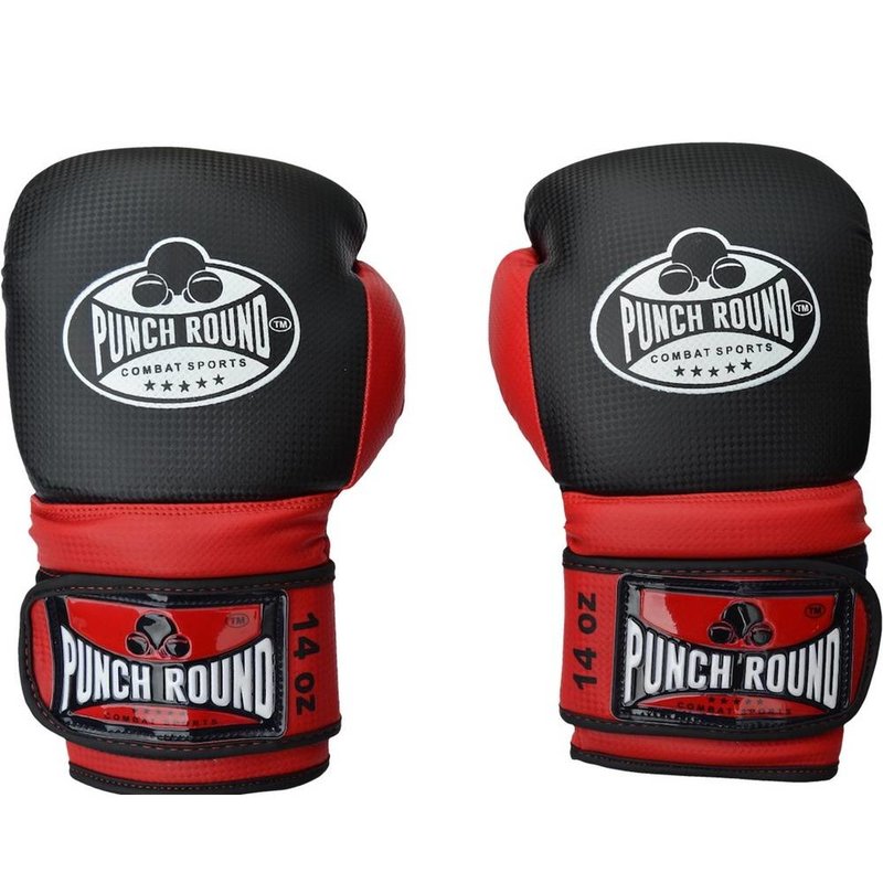 PunchR™  Punch Round Bokshandschoenen Combat Sport Carbon Zwart Rood