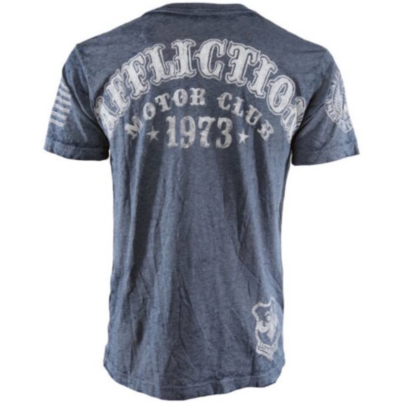 Affliction Clothing Affliction Lucky Shot Crew Neck T Shirt Blue