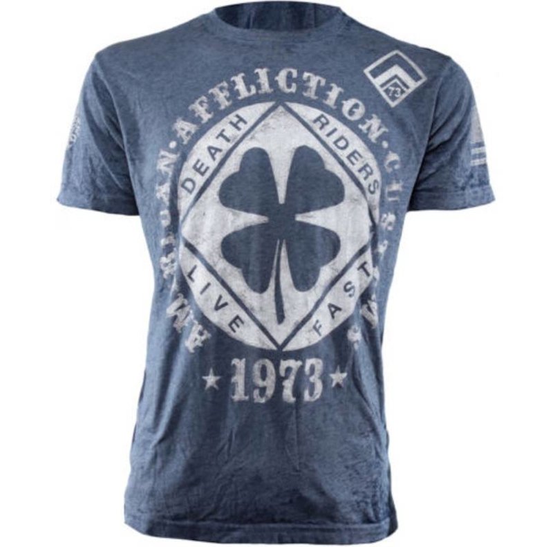 Affliction Clothing Affliction Lucky Shot Crew Neck T Shirt Blue