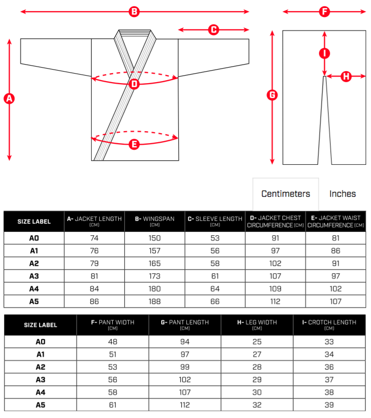 Hayabusa Shirt Size Chart