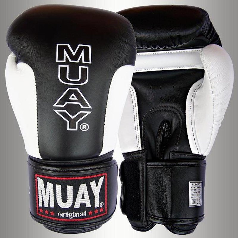 MUAY® MUAY® Premium Leather Boxing Gloves Black White