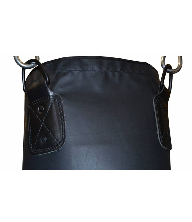 Punch Round Bokszak Vinyl 180x35 gevuld incl Ketting Zwart Zwart