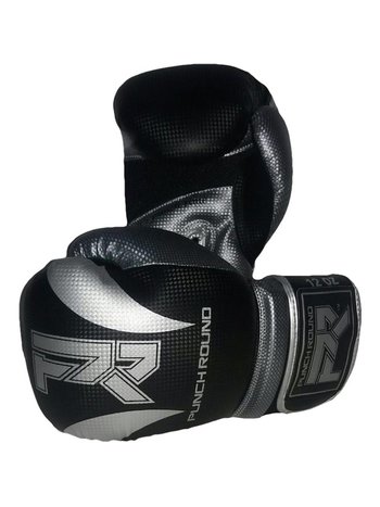 PunchR™  Punch Round SLAM Boxhandschuhe Matt Carbon Schwarz Silber