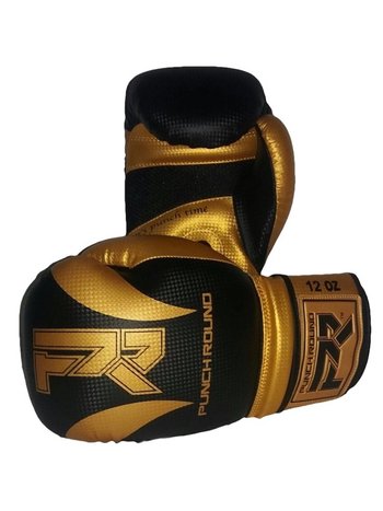 PunchR™  Punch Round "SLAM" Boxhandschuhe Matt Carbon Schwarz Gold