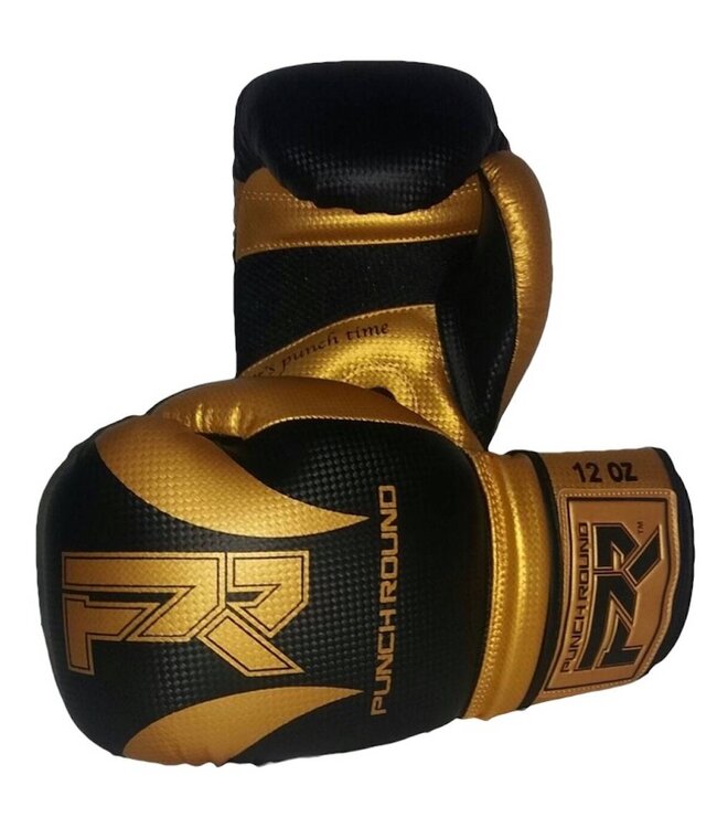 PunchR™  Punch Round "SLAM" Boxhandschuhe Matt Carbon Schwarz Gold