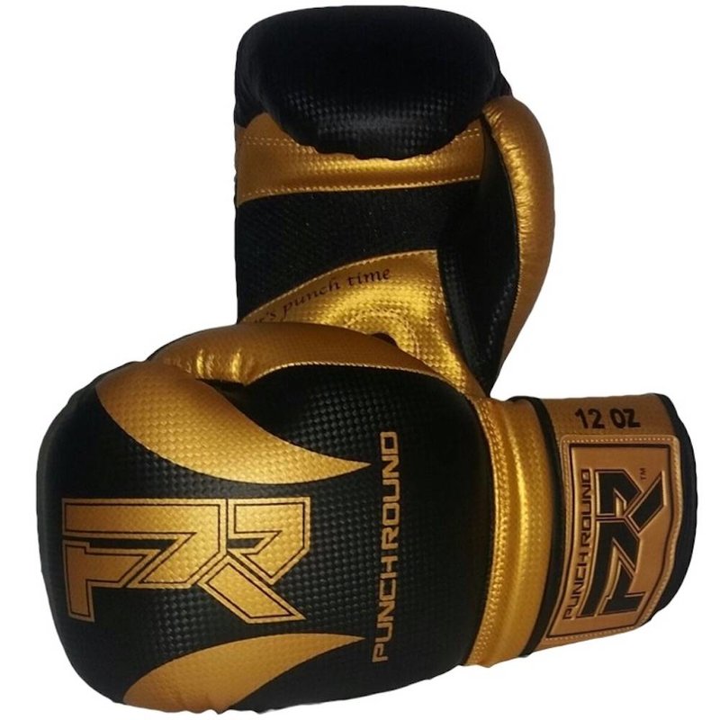 PunchR™  Punch Round "SLAM" Boxhandschuhe Matt Carbon Schwarz Gold